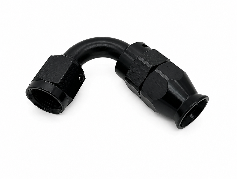 -6AN BRAIDED PTFE 120 DEGREE FITTING (BLACK)
