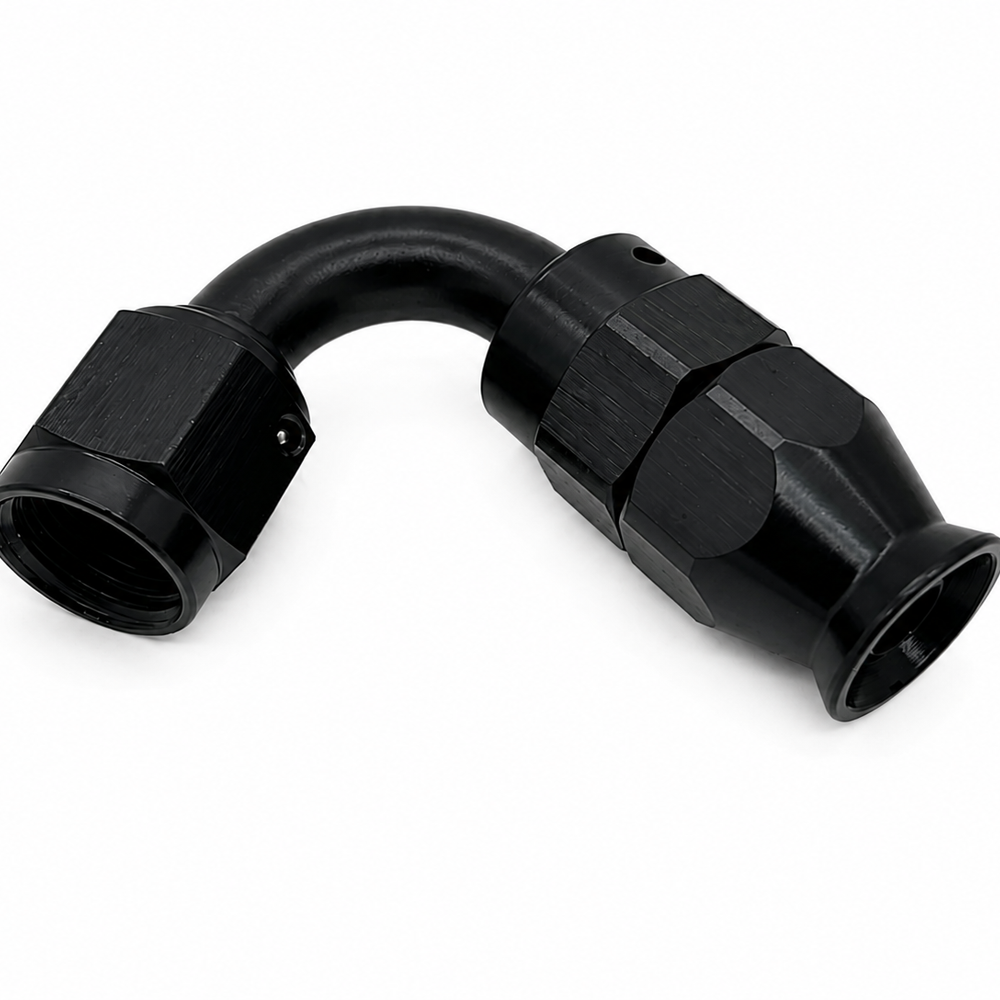 -6AN BRAIDED PTFE 120 DEGREE FITTING (BLACK)