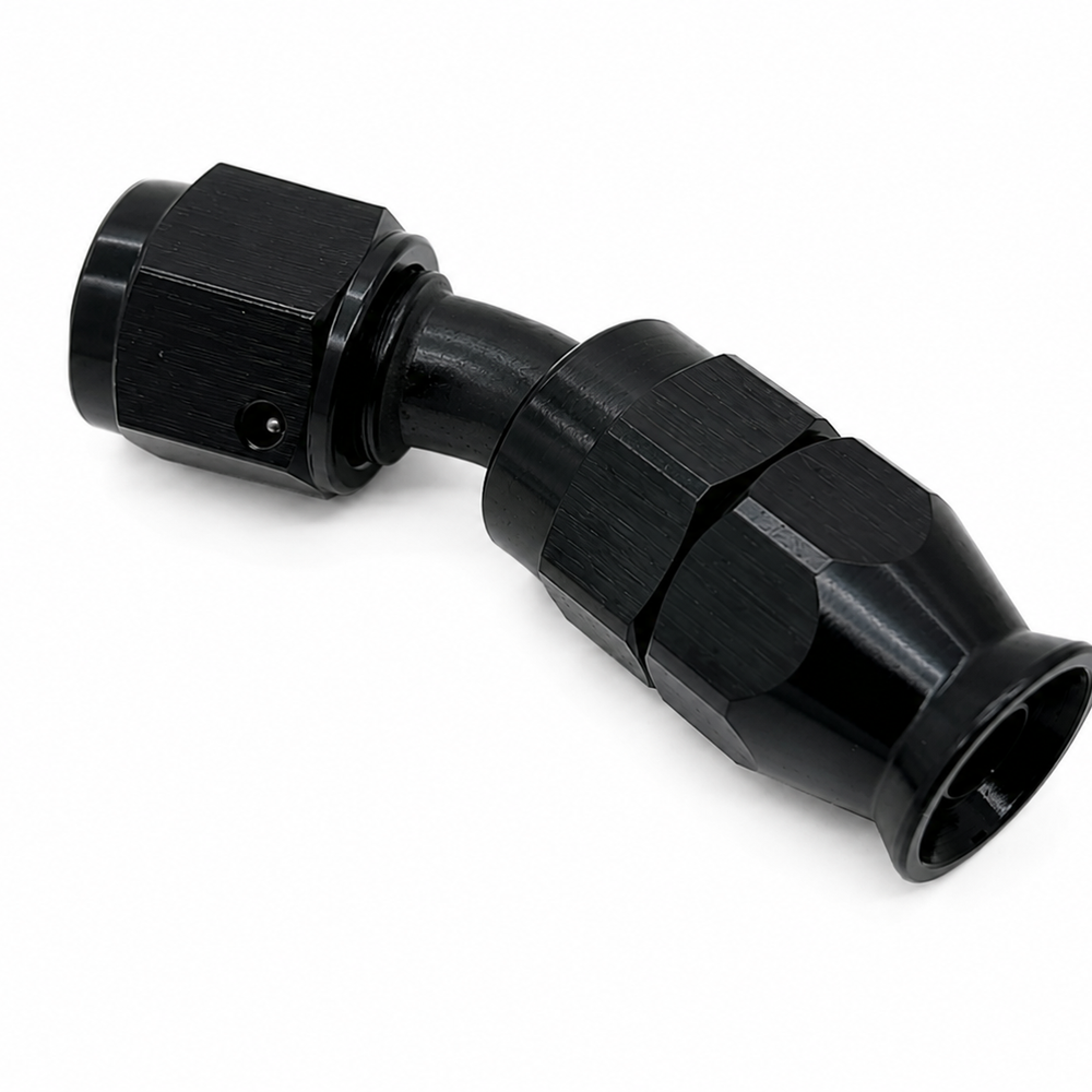 -6AN BRAIDED PTFE 45 DEGREE FITTING (BLACK)