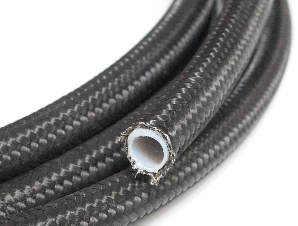 25 FT 6AN 3/8 PTFE Stainless Steel Braide Oil Fuel Hose Line +AN6 Oil