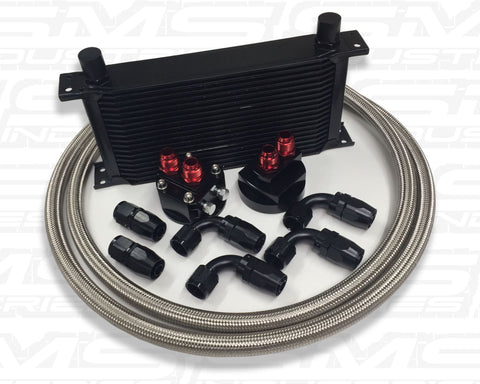 Complete Oil cooler / Filter relocation kits 19 Row-Braided Stainless